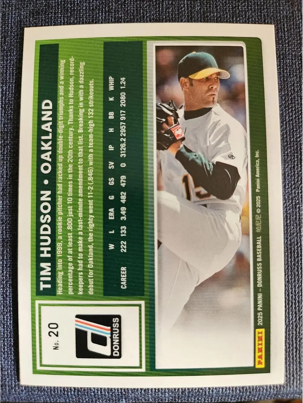 Tim Hudson - 2025 Panini Donruss baseball - #20 - A's - RAW Mint